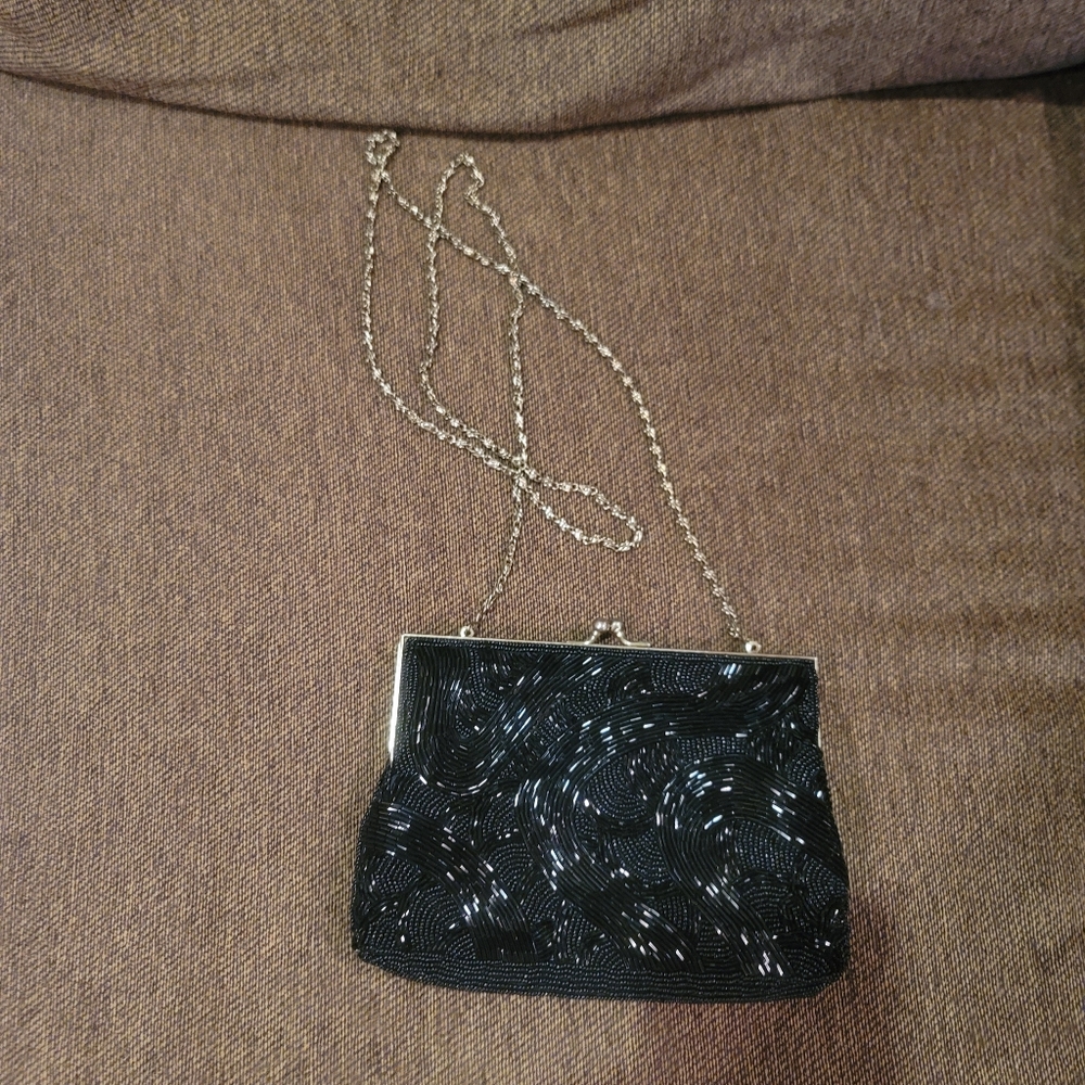 Black Beaded Small Purse
